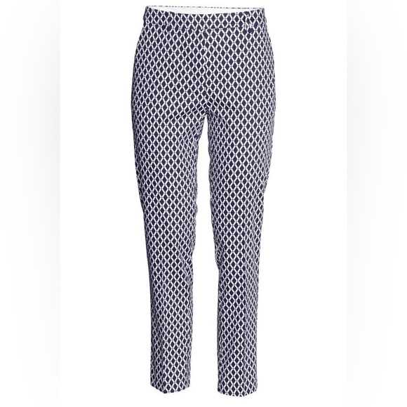 H&M Ankle-Length Patterned Trousers - Navy & White - Picture 2 of 10